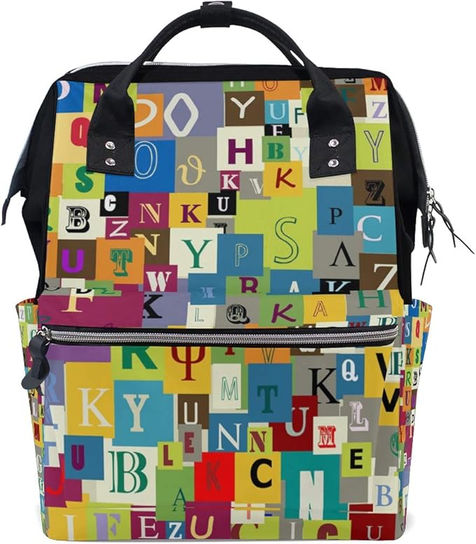 Colorful English Capital Letters Alphabet School Backpack Large