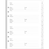 Address Book Refills for A5 Binders - A-Z Address Notebook Refill Paper with Alphabetical Tabs, 120gsm White Paper, 6-Hole Punehed, 5.8" x 8.3"