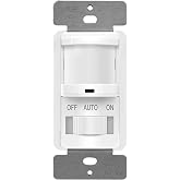 TOPGREENER in Wall PIR Motion Sensor Light Switch, Single Pole Occupancy Sensor Switch, Motion Sensor Switch, Need Neutral Wire, On/Off Override, 4A, 500W, TSOS5-W, 1Pack, White