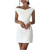 GORGLITTER Women's Sexy Off The Shoulder Bodycon Mini Dress Sleeveless Ruched Birthday Cocktail Party Pencil Short Dress