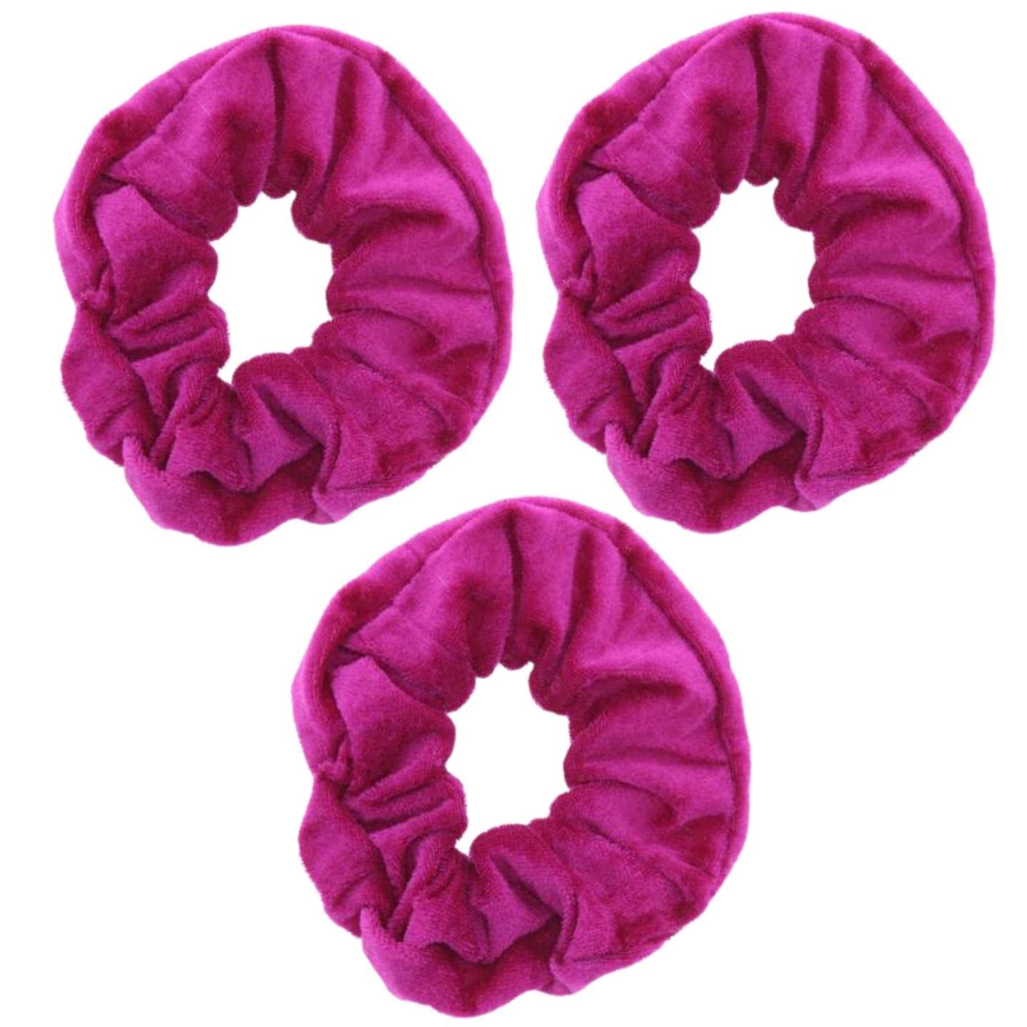 Topkids Accessories - Velvet Scrunchie Scrunchies Elastic Hair Band Ponytail Holders Hair Scrunchie Hair Bobbles Hair Accessories for Women, Ladies, Girls - Pack of 3 (Magenta)
