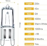 GMY G9 Halogen Light Bulbs 40W 230V 2700K Warm White Dimmable 10 Pack view 2