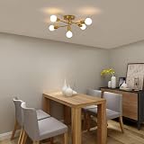 AUA Modern Sputnik Chandelier Golden 5 Light Semi Flush Mount Ceiling Light view 8