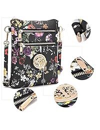 Dasein - Bolso bandolera pequeño con múltiples bolsillos con cremallera