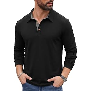 Sailwind Men' s Long Sleeve Polo Shirts Classic Soft Casual Collared Golf Shirt
