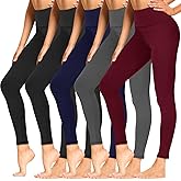 Sundwudu 5 Pack Leggings with Pockets for Women - Tummy Control High Waisted Soft Black Workout Yoga Pants