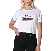 Official Collegiate Large Distressed Logo Women's Apparel Crop Top T-Shirt Collection, White