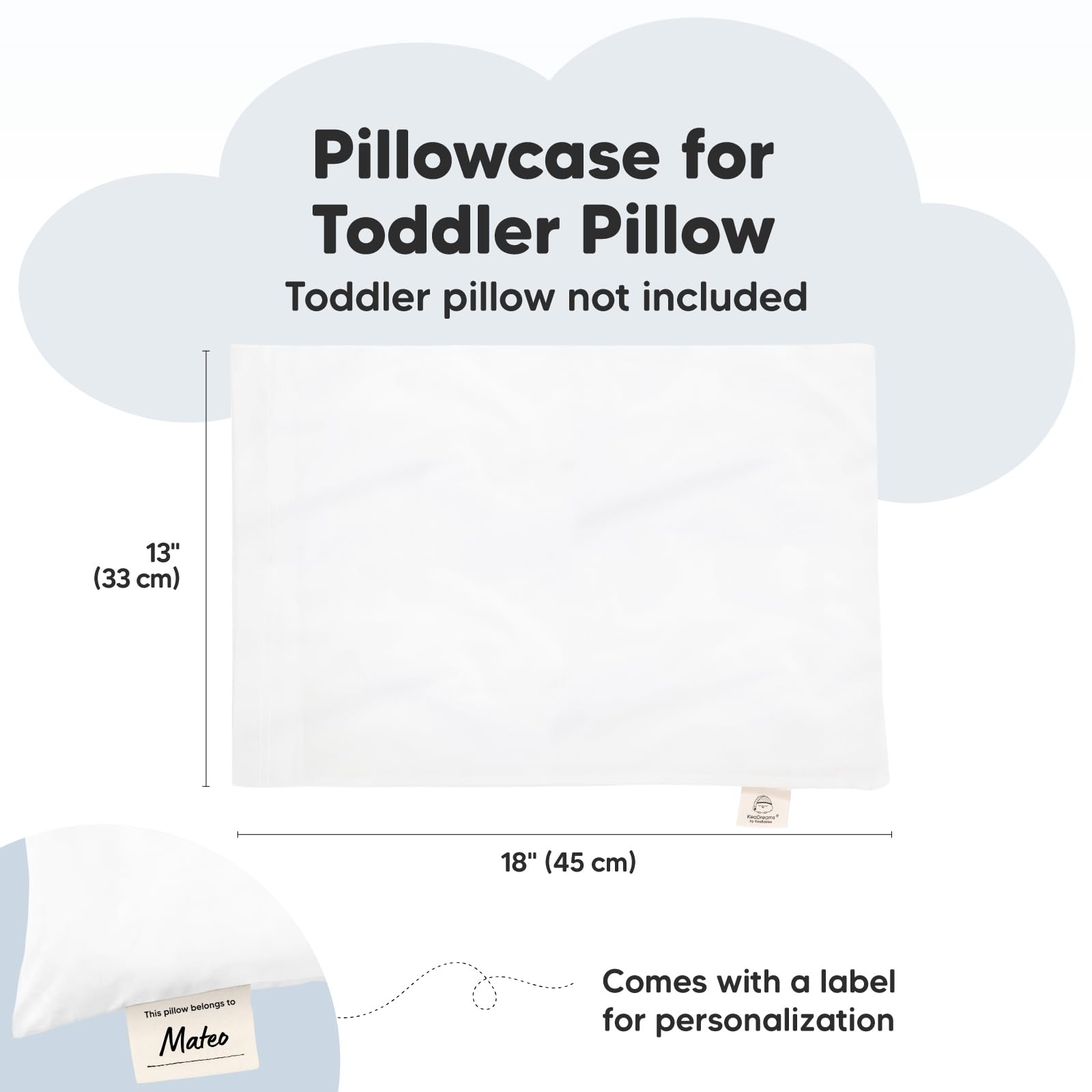 KeaBabies Toddler Pillow with Pillowcase and Toddler Pillowcase for 13X18 Pillow - 13X18 Soft Organic Cotton Toddler Pillows for Sleeping - Organic Toddler Pillow Case for Boy, Kids
