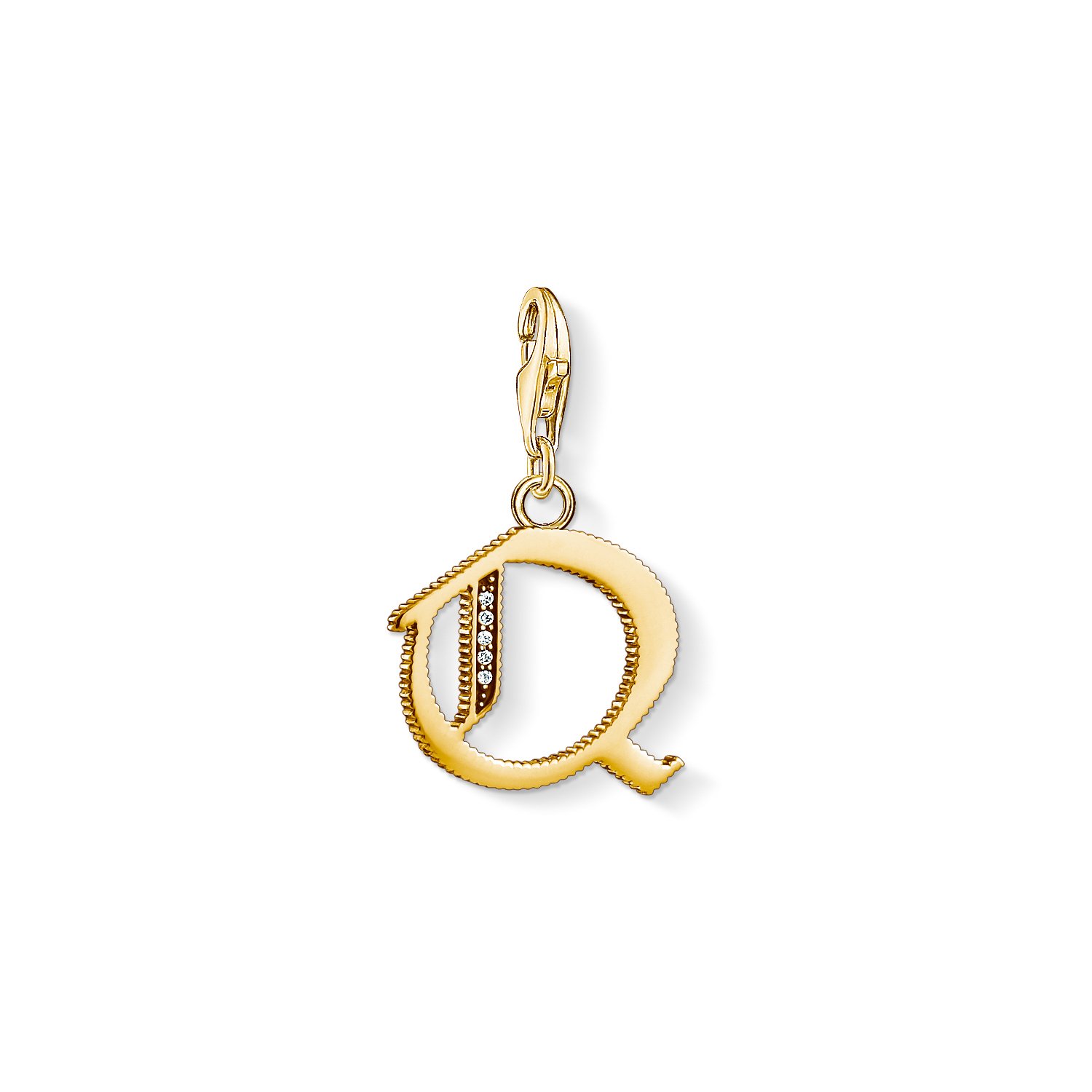 Thomas Sabo Women Charm Pendant Letter A-Z Charm Club 18k Yellow Gold Plating 925 Sterling Silver, Letter Q