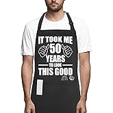 POTALKFREE 50th Birthday Gifts for Women Men, Funny Chef Aprons with Pockets