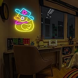 JanHune Duck Neon Sign Cowboy Hat Duck Neon Lights