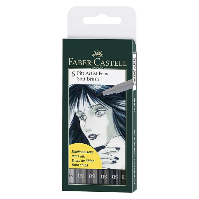 Faber-Castell 167806 Tuschestift Pitt Artist Pen SB, 6er Set