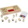 Melissa & Doug Wooden Alphabet Stamp Set - 56 Stamps With Lower-Case and Capital Letters - Preschool Writing Toys, ABC Stamps