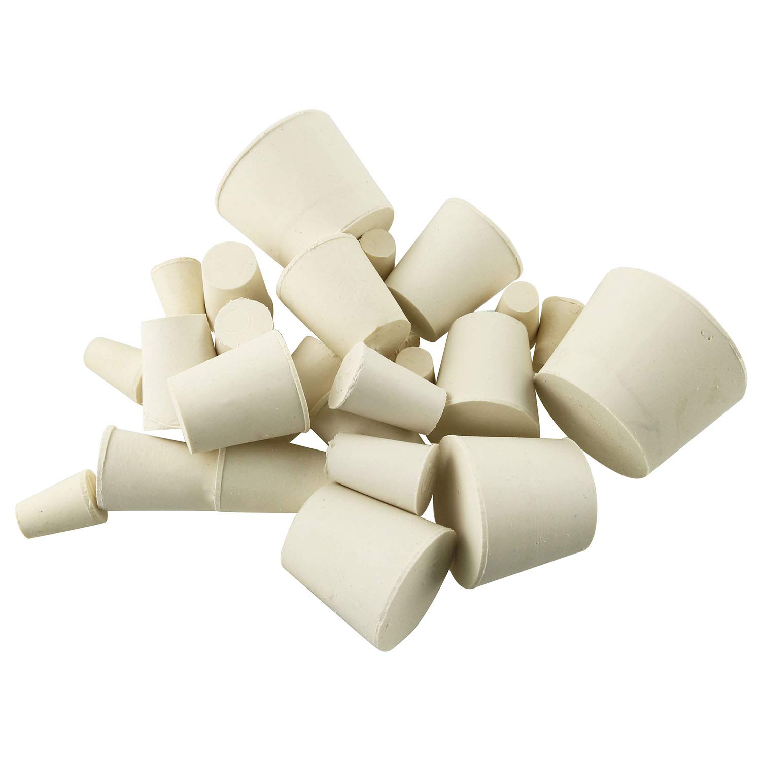 Tegg Lab Rubber Plug 26PCS 000# - 8# Sizes Tapered White Solid Rubber Stoppers 11 Assorted Sizes Bungs