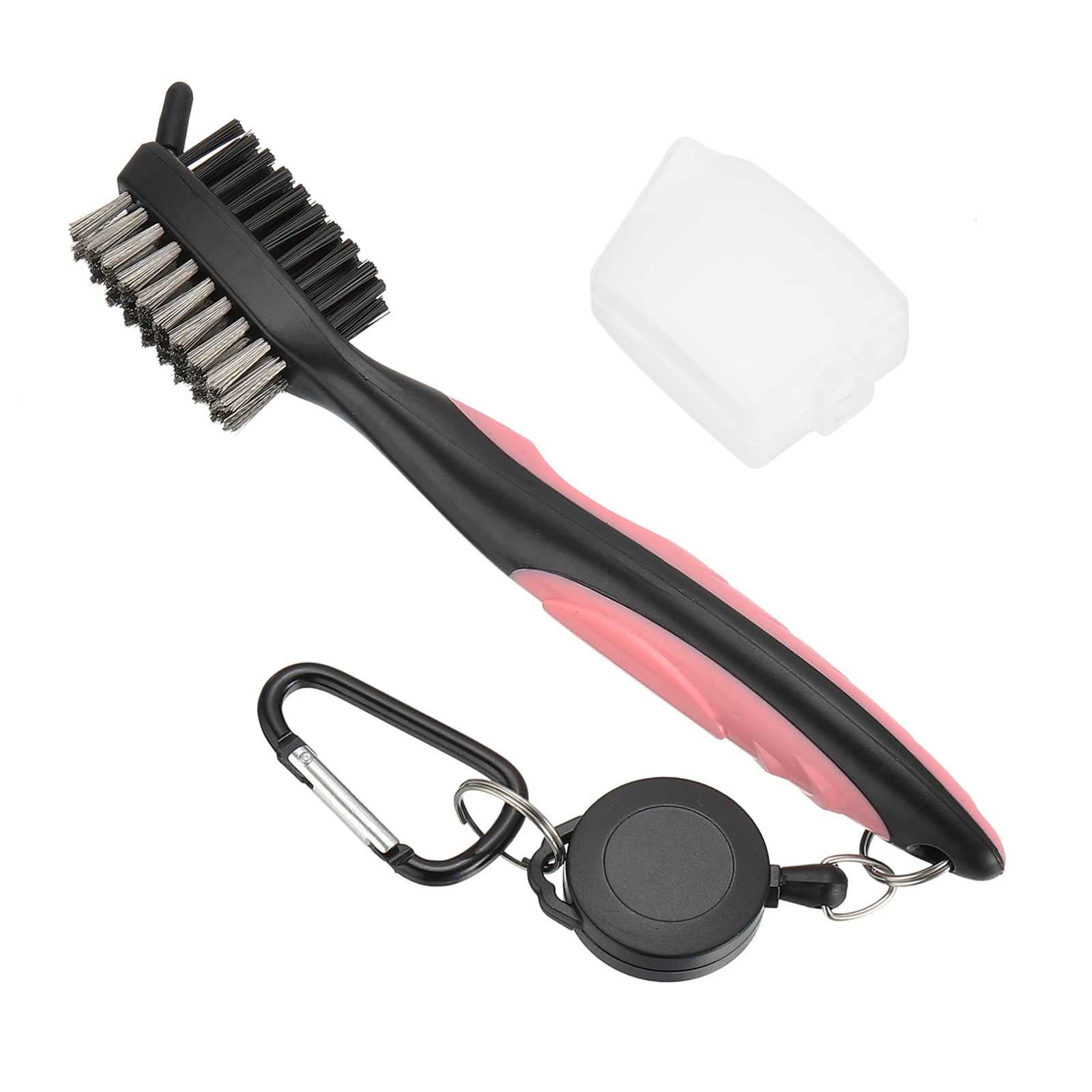 PATIKIL Golf Club Brush with 2.75 Ft Retractable Zip-line, Golf Club Groove Cleaner with Cleaning Tip Nylon and Wire Bristles, Pink