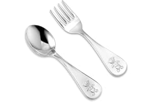 Sterling Silver Baby Spoon Fork Wide Keepsake Teddy Bear Design