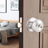 AMOTOFO Door Knob Lock Privacy Bedroom Exterior Keyed Satin Stainless view 5