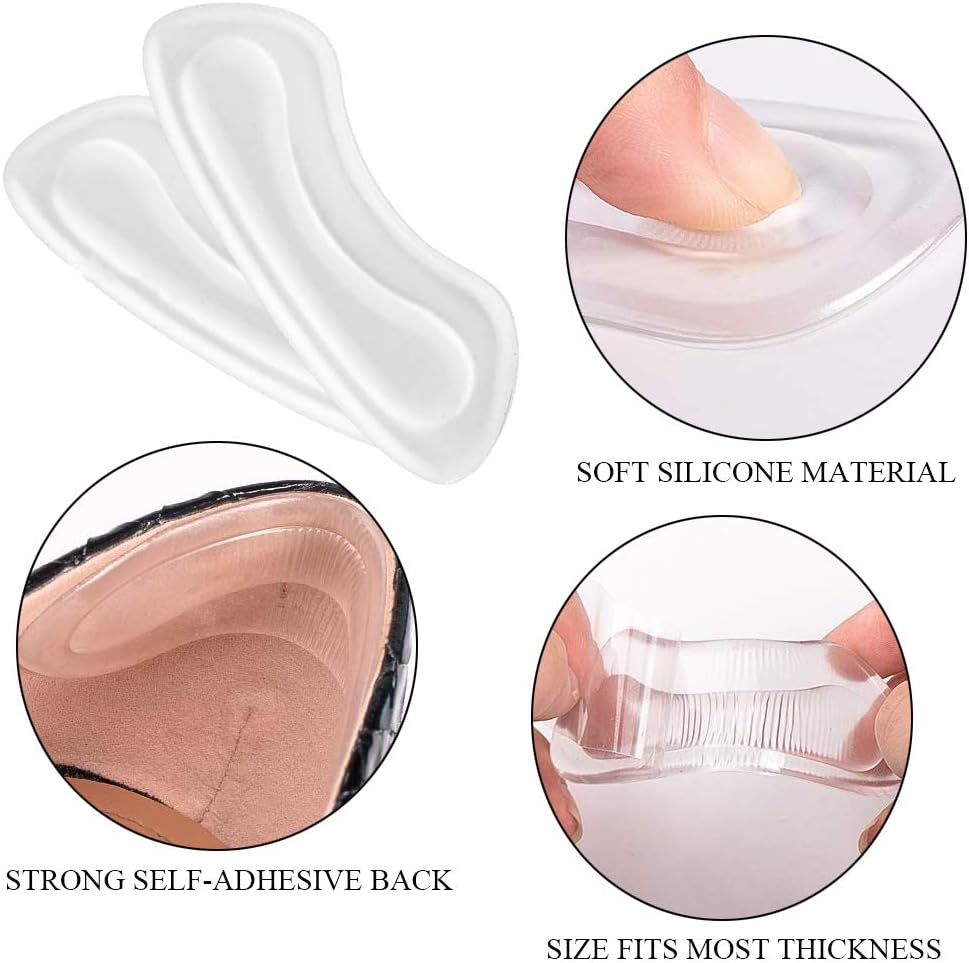 16Pcs Clear Heel Grips Shoes Too Big Set Heel Pads Thick Gel Shoe Liners Plus Shoe Wipe Protectors from Slipping Out and Rubbing Perfect for New Shoes - Image 4