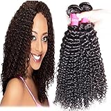ALI JULIA 3 Bundles Brazilian Virgin Curly Hair Weave 7A Grade 100% Unprocessed Human Hair Weft Extensions Natural Color 95-100g/pc Mixed Length