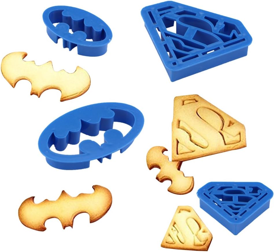 Ecoring Cookie Cutters, Kootips 4Pcs/set Batman Superman Baking Fondant Cookie Cutters Cake Decoration