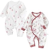 Cherie Kids 100% Organic Cotton Soft 0-6 Months Baby Romper Jumpsuits for Boys and Girls Unisex Long Sleeve