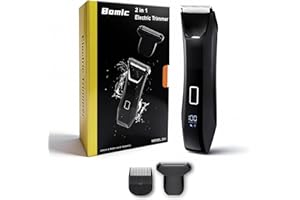 BOMIC Manscaper Trimmer for Men, 2-in-1 Ball & Body Hair Groomer - Pubic & Groin Hair Shaver with Dual-Head, No-Nick Shaving, Smooth Grooming - Lightweight, Travel Lock, IPX7 Waterproof & LED Display