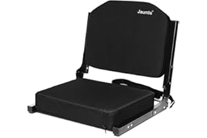 Jauntis Stadium Seats for Bleachers with Ultra Padded Comfy Foam Cushion, Wide Portable Stadium Chairs with Back Support and Shoulder Strap, 1 Pack, Black