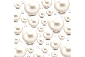 Z-SYNKA 120 Pieces Floating NO Hole Pearls and 500 Pieces Transparent Water Gels,Pearl Decor,White Floating Beads for Vases Floating Candles Home Weddings Table Centerpieces Party Decor(10mm,14mm,20mm)White