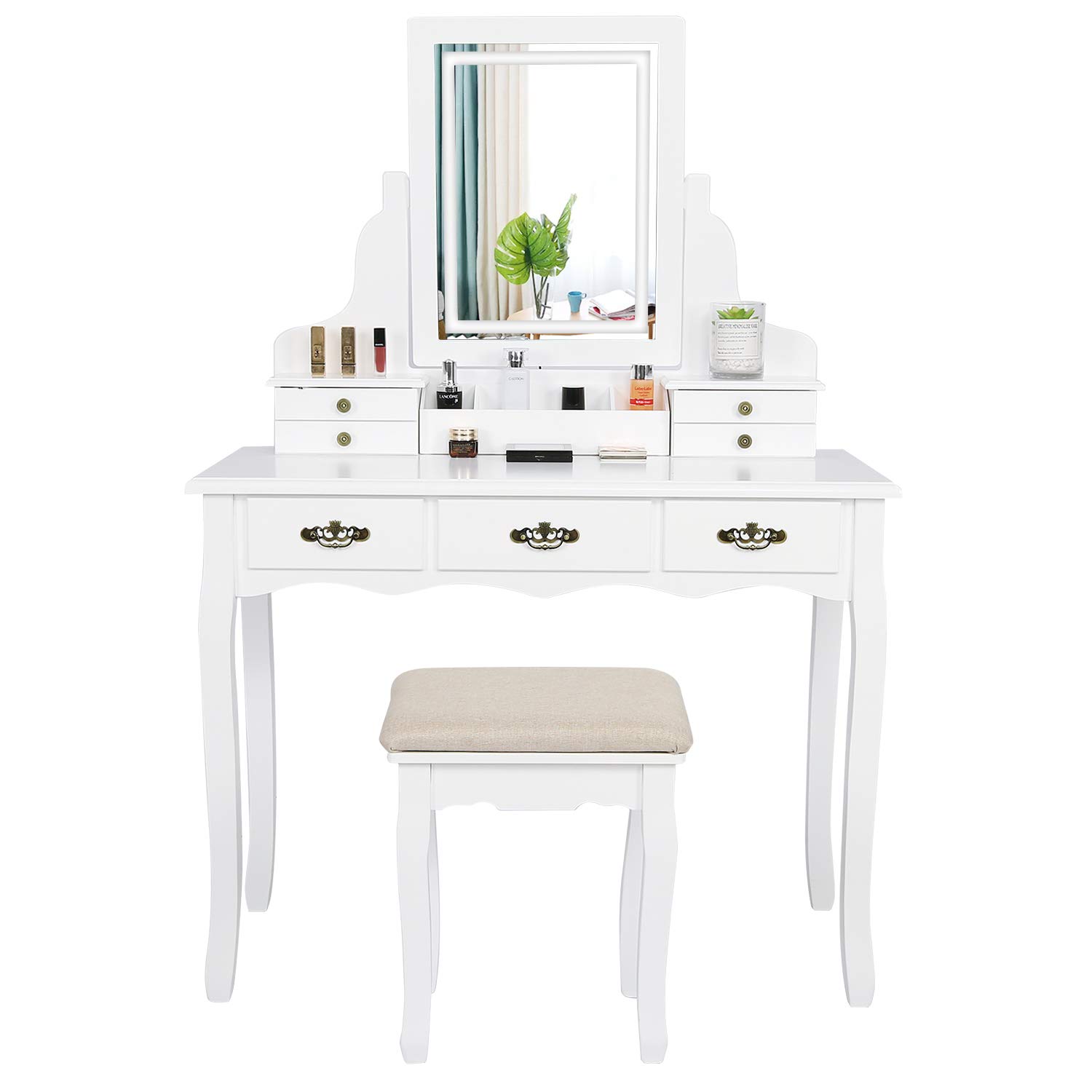 Artethys White Dressing Table With Mirro Buy Online In El Salvador At Desertcart