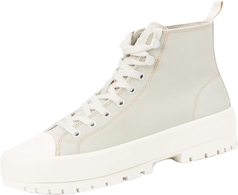 Baskets Hybrides Femme Laceup Suede Montantes, Beige (Oyster Mushroom/Bright White), 38