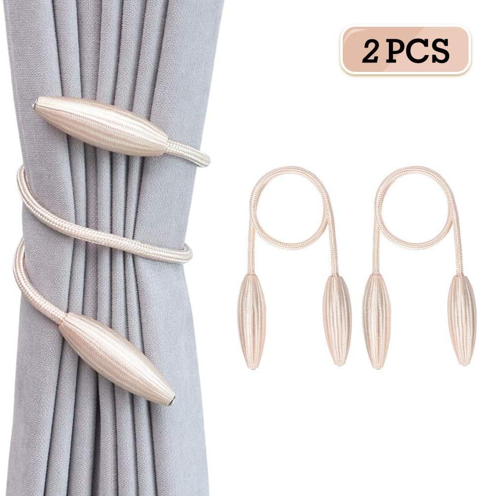 Rosoz 2 Pieces Curtain Tiebacks Clips,Decorative Drapery Holdbacks Creative Window Drape Twist Tie Backs Random Modelling (Beige)