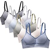 GAOIYO Teen Girls Training Bra Cotton Wire Free Adjustable Straps Breathable Bras 6 Pack