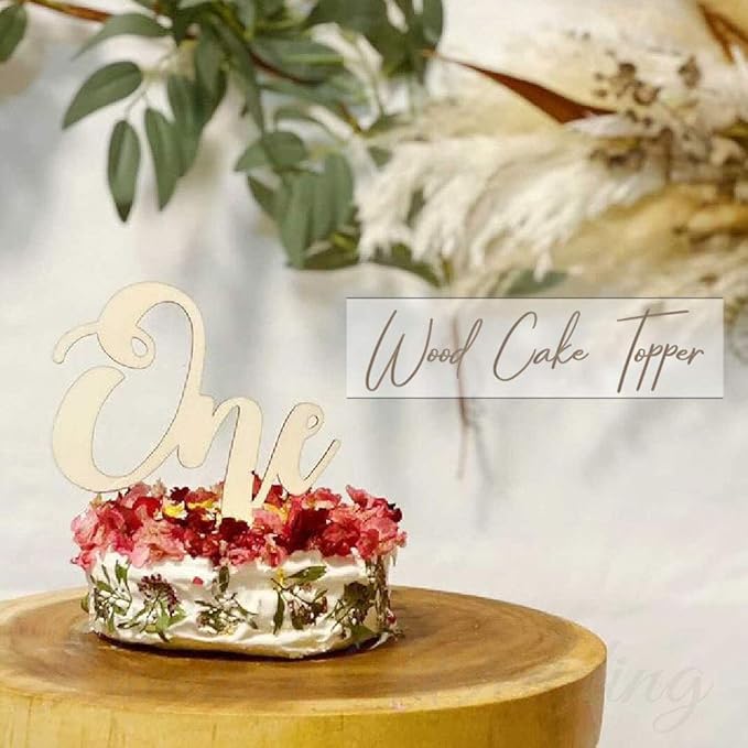 Amazon Co Jp Lumierechat 誕生日 バースデー ケーキトッパー ケーキ 飾り 飾りつけ 木製 1歳 One ファーストバースデー A B9192 おもちゃ