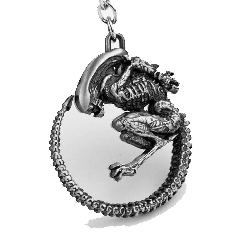 Alien vs Predator Alien Character 3D Silver Metal Keychain Keyring Silver