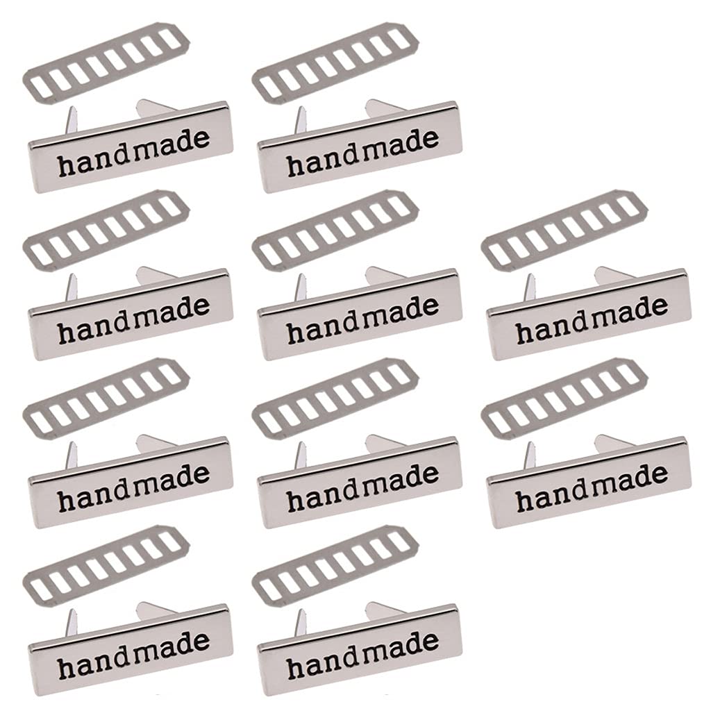 SUNPRETTY 10pcs Metal Handmade Labels Tags for Clothes Jeans Shoes Bags Garment Rectangle Handmade Tags, Gun Black, 3.6x1cm/1.42x0.39in
