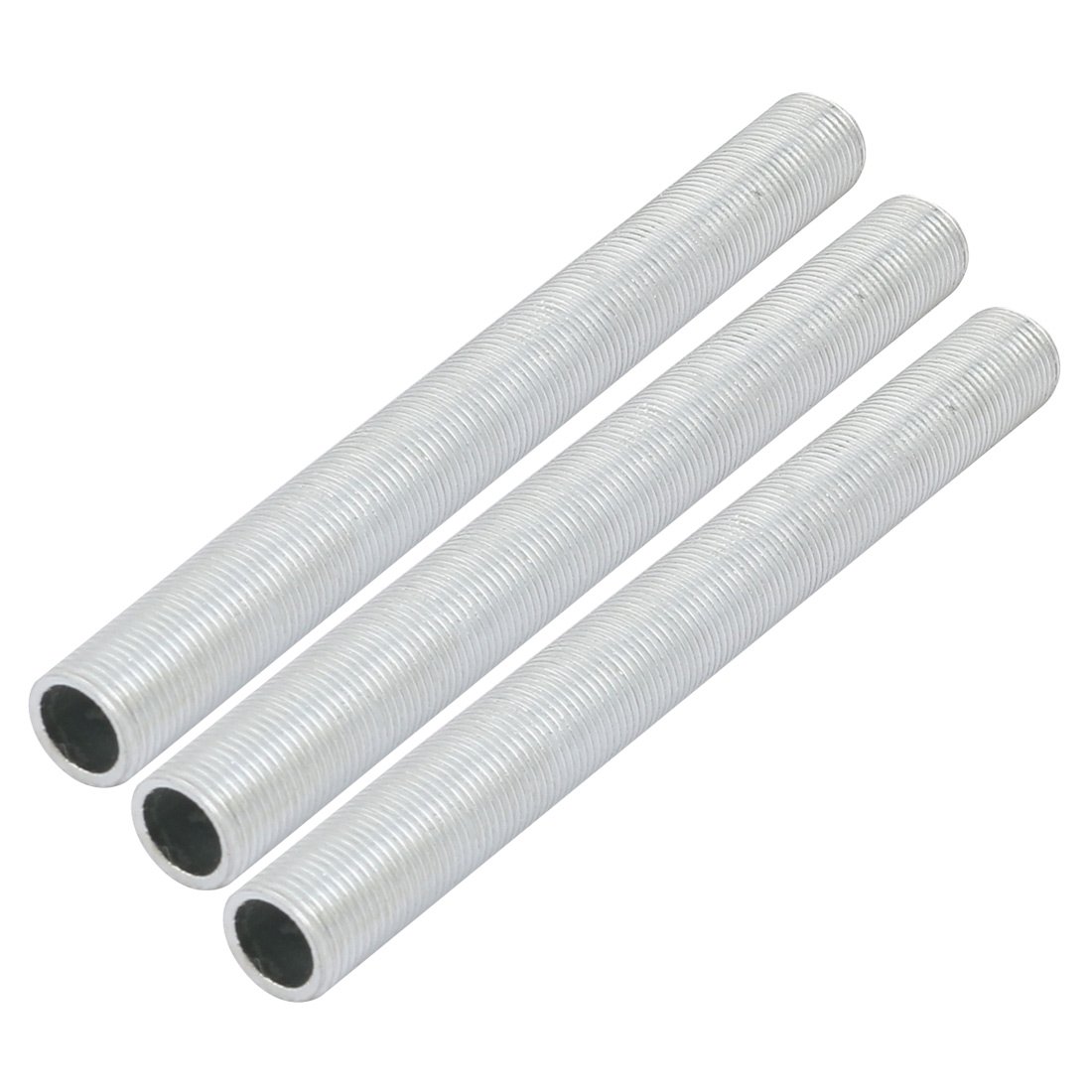 Sourcingmap Lamp Pipe Nipple, M12 Thread 120mm Length Hollow Lamps Repair Part Hardware for Lamp Lights, Zinc Alloy Silver Tone, Pack of 3