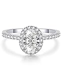 Oivley 1.5CT Oval Halo Engagement Rings for
