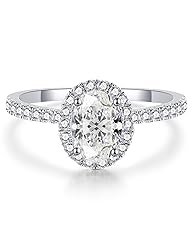 Oivley 1.5CT Oval Halo Engagement Rings for