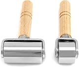 QWORK Leather Glue Laminating Roller Set 2pcs 60mm 26mm Stainless Steel Press view 3
