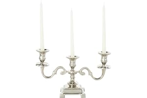 Deco 79 Aluminum Metal Scrolled Candelabra, 15" x 5" x 7", Silver