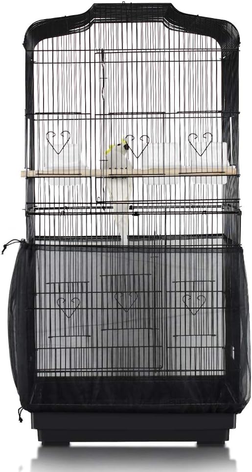 ASOCEA Bird Cage Seed Catcher Adjustable Bird Cage Cover Soft Nylon Mesh Skirt Parrot Birdcage Net for Parakeet Macaw African