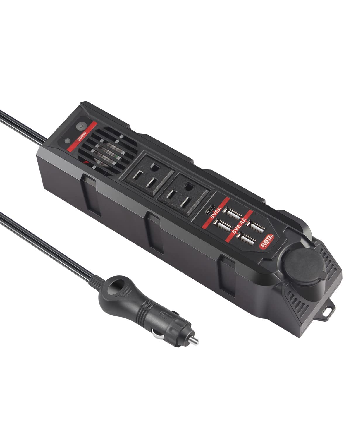 Photo 1 of 200W Car Power Inverter,DC 12V to 110V AC Vehicle Converter with Type-C Port,Dual AC Outlets and 4 Quick 2.4A USB Ports for Car Cigarette Lighter Adapter