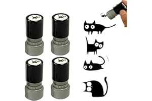 Cute Black Cat Craft Stamp,4 kinds of Various Expressions Mini Kitten Silhouette Stamps for Cards, Letters, Journals, Teacher