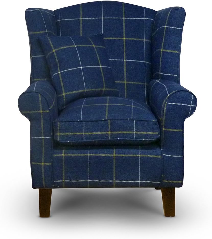 Sloane & Sons Lounge Tartan Wing Chair Home Furniture Wingback Fireside