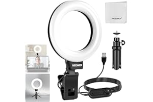 NEEWER Basics 5" Ring Light with Mini Tripod Stand for Desk Video Conference Lighting, Clip on Streaming Kit for Monitor Webc