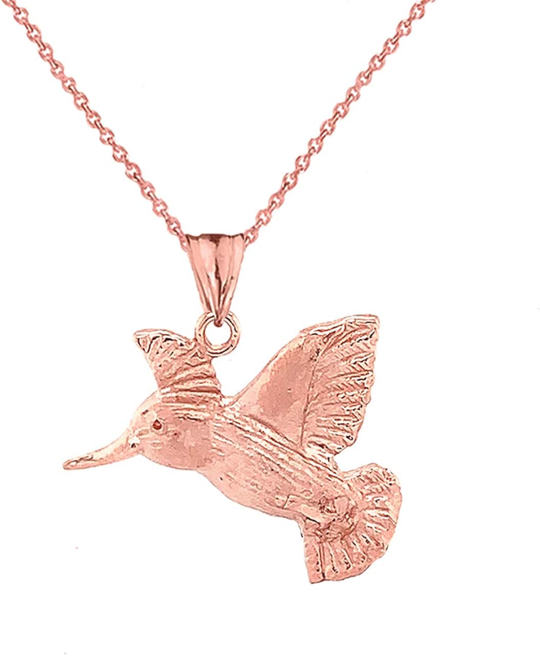 Certified 14k Rose Gold Hummingbird Pendant Necklace, 16