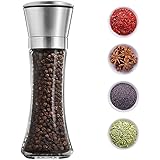 Salt and Pepper Shakers Grinders Refillable Stainless Steel,Adjustable Coarseness Mills Glass Material to Refill Sea Salt,Sma