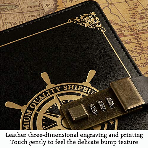Leather Journal with Combination Lock, Vintage Lock Agenda Personal