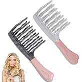 2Pack Wide Tooth Comb for Curly,Detangling Hair Brush with Double-layer Wavy Tooth Design and Ergonomic Handle for Long/Thick Dry/Wet Hair for Women/Girl/Men,Portable travel Curl Comb