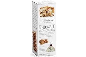 The Fine Cheese Co. Toast for Cheese with Cherries, Almonds & Linseeds | Fruit Nut & Seed Snack Crackers | Imported from England | 3.5 oz